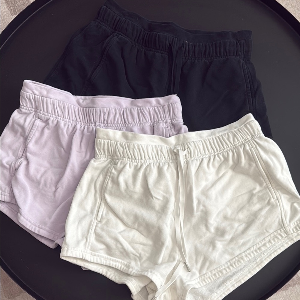 Women's Casual Shorts - Black, Lavender, and White